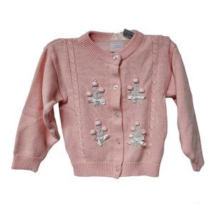 VTG 50s Little Lambs embroidered pink cardigan